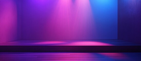 Dynamic stage with vibrant spotlights and dramatic shadows effects