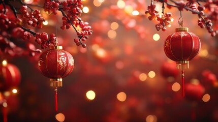 Obraz premium Red Pink Lantern Festival Sphere Chinese New Year