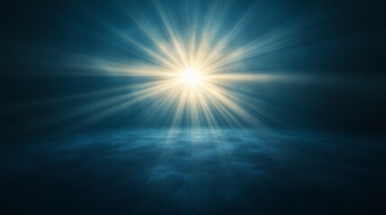 Abstract Dark Blue Background With Bright Light Rays