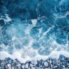 Fototapeta premium Icy Blue Crystals Frozen Sea Nature Frost Patterns Serene Environment Aerial Heartfelt Concept