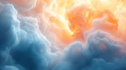 Abstract Celestial Cloudscape Orange Blue Hues