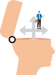 Man stands on pointer in human head