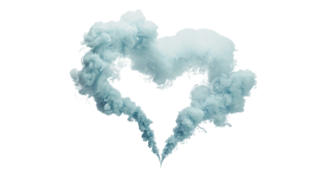 Heart shaped smoke cloud creating romantic atmosphere