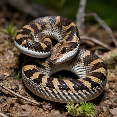 Fototapeta premium Mystical Night Scene with Flying Snake Gliding Under Moonlight and Twinkling Stars