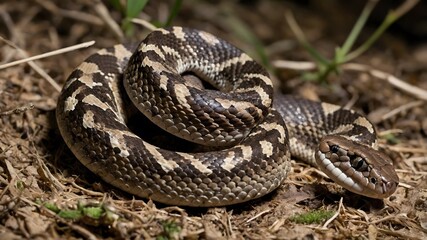 Obraz premium Flying Snake in Moonlight with Stars Twinkling in the Background Creating a Mystical Night Scene