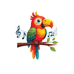 Cute Parrot Bird With Sombrero Hat Cartoon Vector Icon Illustration. Animal Holiday Isolated vector