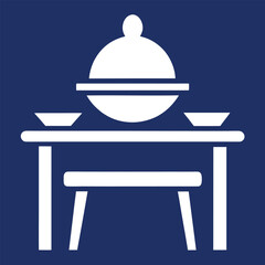 Simple Line Drawing of a Round Dining Table with Decor