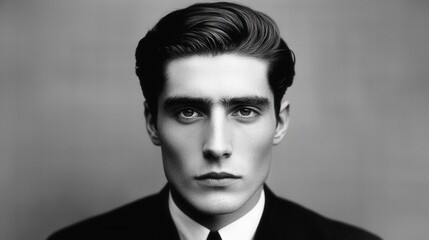 Obraz premium Hairstyle cut elegant concept. Confident and Polished Professional Man with Stylish Pompadour Hairdo in Formal Attire