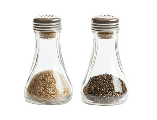 Glass salt and pepper shaker isolated on transparent or white background