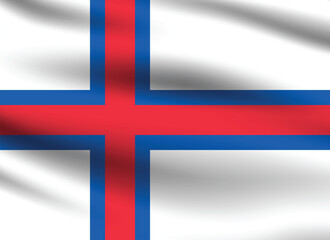 Obraz premium Faroe Islands flag official colors and proportion digital vector illustration. Pleated flag.