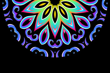 Simple colourful half circle flower line art pattern of indonesian culture traditional tenun batik ethnic dayak ornament	