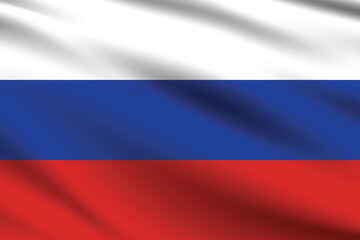 Russia flag official colors and proportion digital vector illustration. Pleated flag.