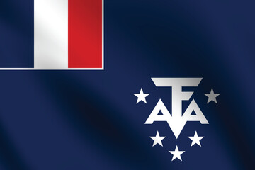 French Southern and Antarctic Territory flag official colors and proportion digital vector illustration. Pleated flag.