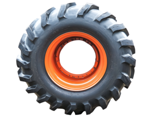 Heavy-duty tractor wheel isolated on transparent or white background