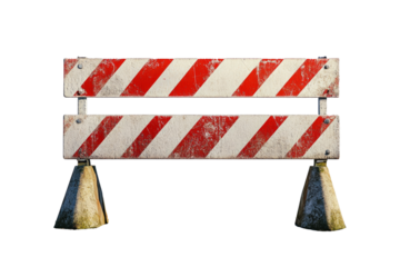 Old construction striped barricades