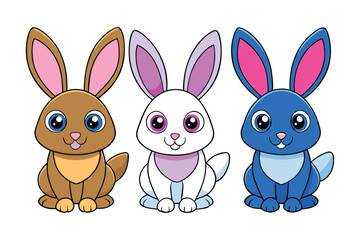 Set of different style cartoon Easter bunny vector art illustration1.eps
