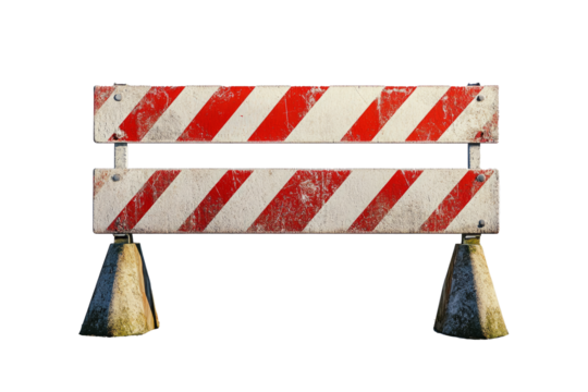 Old construction striped barricades