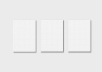 Three canvas mockup on white wall