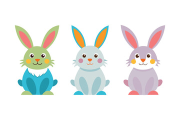 Set of different style Easter bunny vector art illustration1.eps
