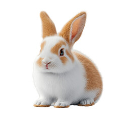 Obraz premium Adorable orange and white bunny rabbit sitting fluffy fur soft pet animal cute Easter bunny,