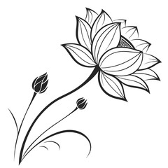Lotus flower silhouette vector illustration.
