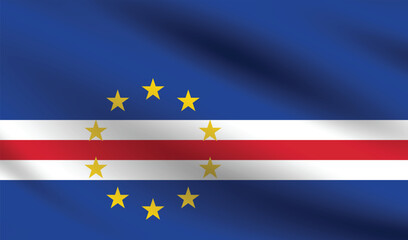 Cape Verde flag official colors and proportion digital vector illustration. Pleated flag.