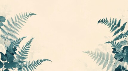 Naklejka premium Elegant Fern Fronds Frame a Soft Beige Background