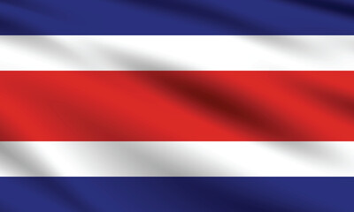 Costa Rica flag official colors and proportion digital vector illustration. Pleated flag.