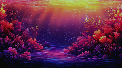 Vibrant Underwater Coral Reef: A Digital Fantasy Art