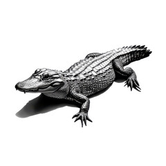 Naklejka premium Silver Alligator Sculpture Dark Background Wildlife Art