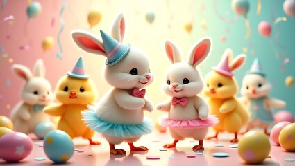 easter bunny and easter eggs