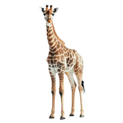 Obraz premium Young Giraffe Isolated Black Background Wildlife Animal Portrait