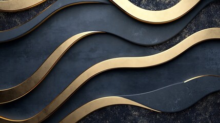 Obraz premium Abstract Dark Blue Gold Wave Design