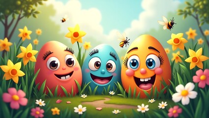 Obraz premium easter eggs on the grass