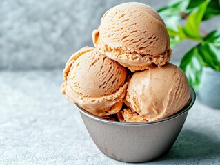 Indulgent mocha ice cream delight cozy kitchen food fresh ingredients closeup decadent dessert