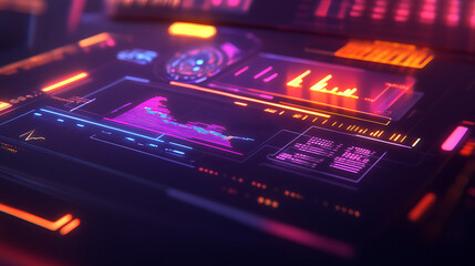 A glowing digital dashboard tracking milestones toward financial goals. (3)