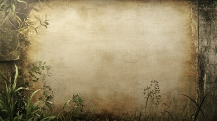 Grunge textured background with plants.