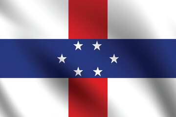Netherlands Antilles flag official colors and proportion digital vector illustration. Pleated flag.