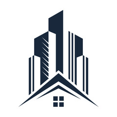 Fototapeta premium houses and buildings line art minimalist abstract logo vector 
