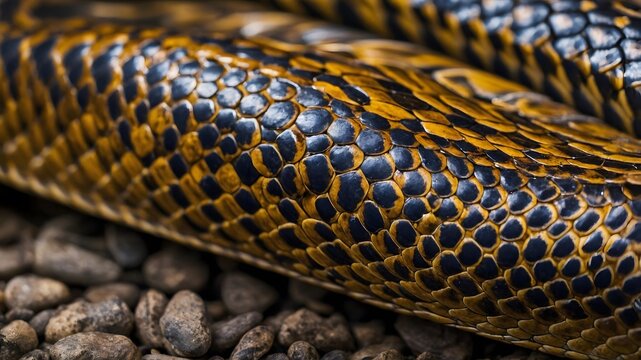 Lycodon Snake Hunting at Dusk Eyes Glinting as It Searches for Prey in Low Light