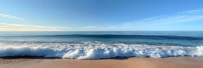 Fototapeta premium Serene beach scene with gentle ocean waves