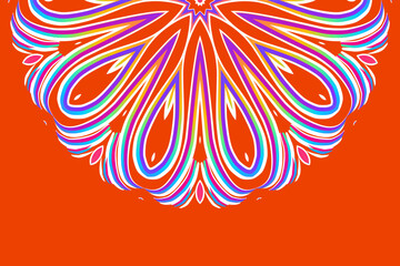 Simple colourful half circle flower line art pattern of indonesian culture traditional tenun batik ethnic dayak ornament	