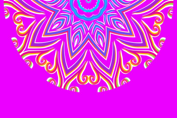 Simple colourful half circle flower line art pattern of indonesian culture traditional tenun batik ethnic dayak ornament	