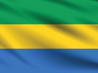 Gabon flag official colors and proportion digital vector illustration. Pleated flag.
