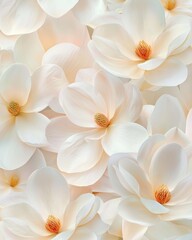 Naklejka premium Elegant closeup of magnolia petals nature's floral soft white tones serene environment peaceful viewpoint