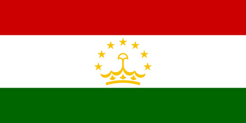 High detailed flag of Tajikistan. National Tajikistan flag. Asia. 3D illustration.