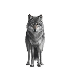 Majestic Gray Wolf Standing Tall Dark Background Wildlife Animal Portrait