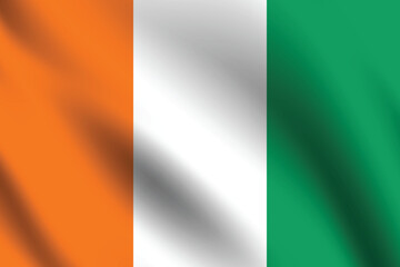Cote d 'Ivoire flag official colors and proportion digital vector illustration. Pleated flag.