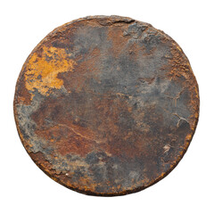 Rustic Metal Plate on Stone on transparent background.