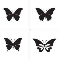 Minimalist Black Butterfly Icon silhouette